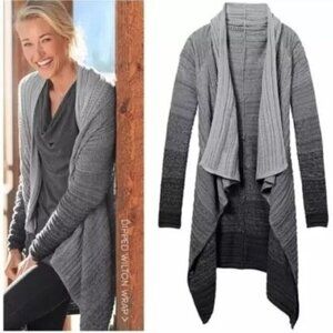 Athleta Womens Gray Ombre‎ Waterfall Front Cardigan Sweater Size S